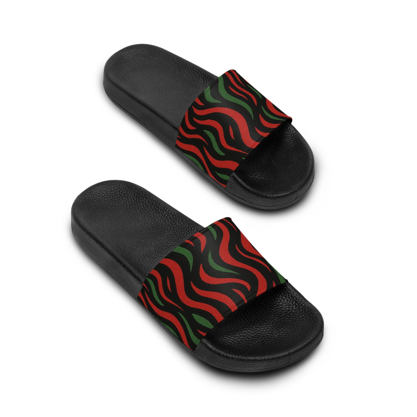 ATCQ Men's Slide - Summer Footwear with stylish red and green wave pattern, designed for comfort, grip, and casual everyday use.