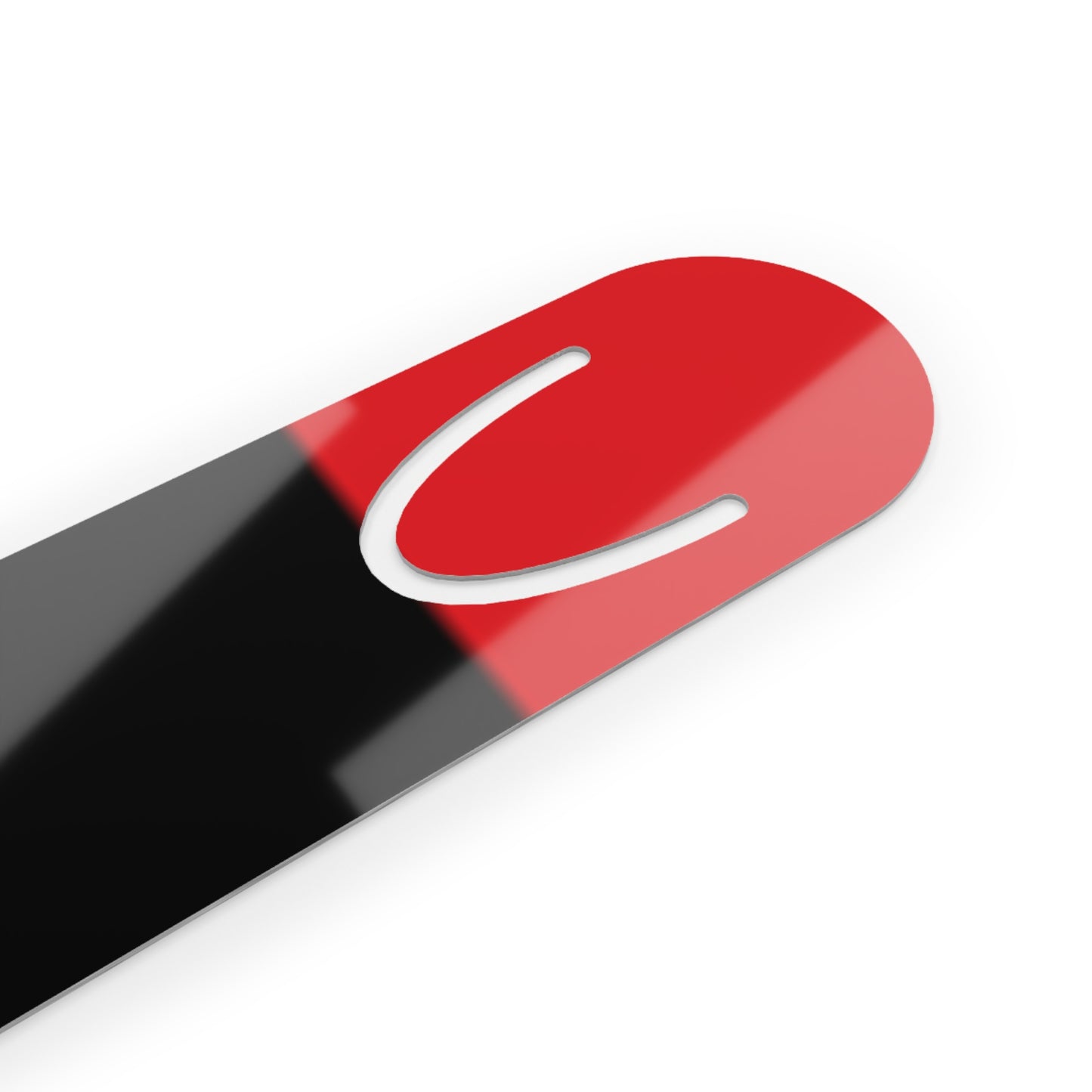 Detail view of the Pan-African Bookmark - Vibrant & Durable for Readers, highlighting the glossy red and black finish with precision-cut clip slot.