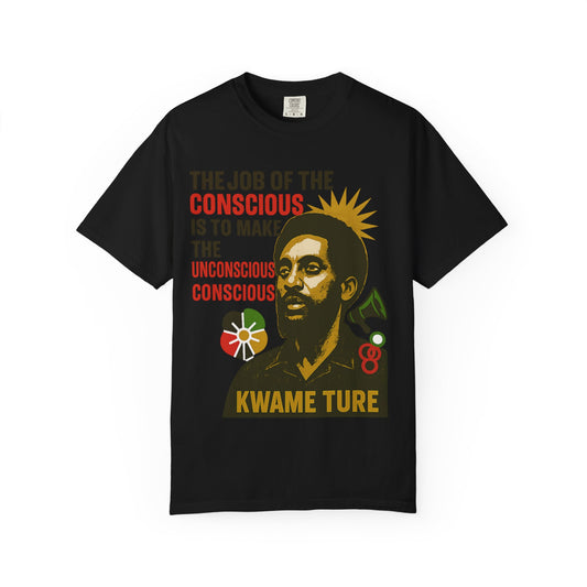 Kwame Ture Tee - Kwame Ture T-shirt in black showcasing inspirational message and vibrant design, made from 100% US cotton.