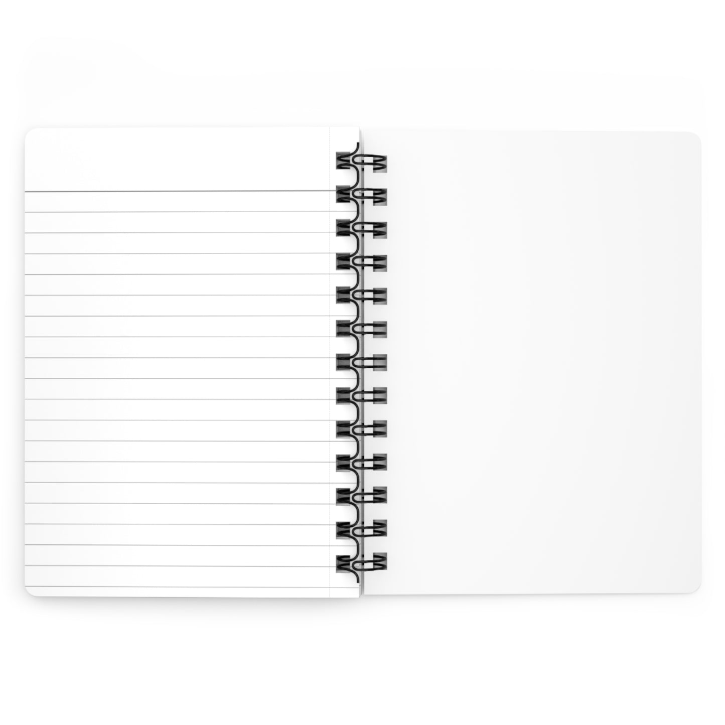 Reverse interior view of Ma'at Spiral Journal with lined pages and blank inside cover. Great for office, school, or personal use.