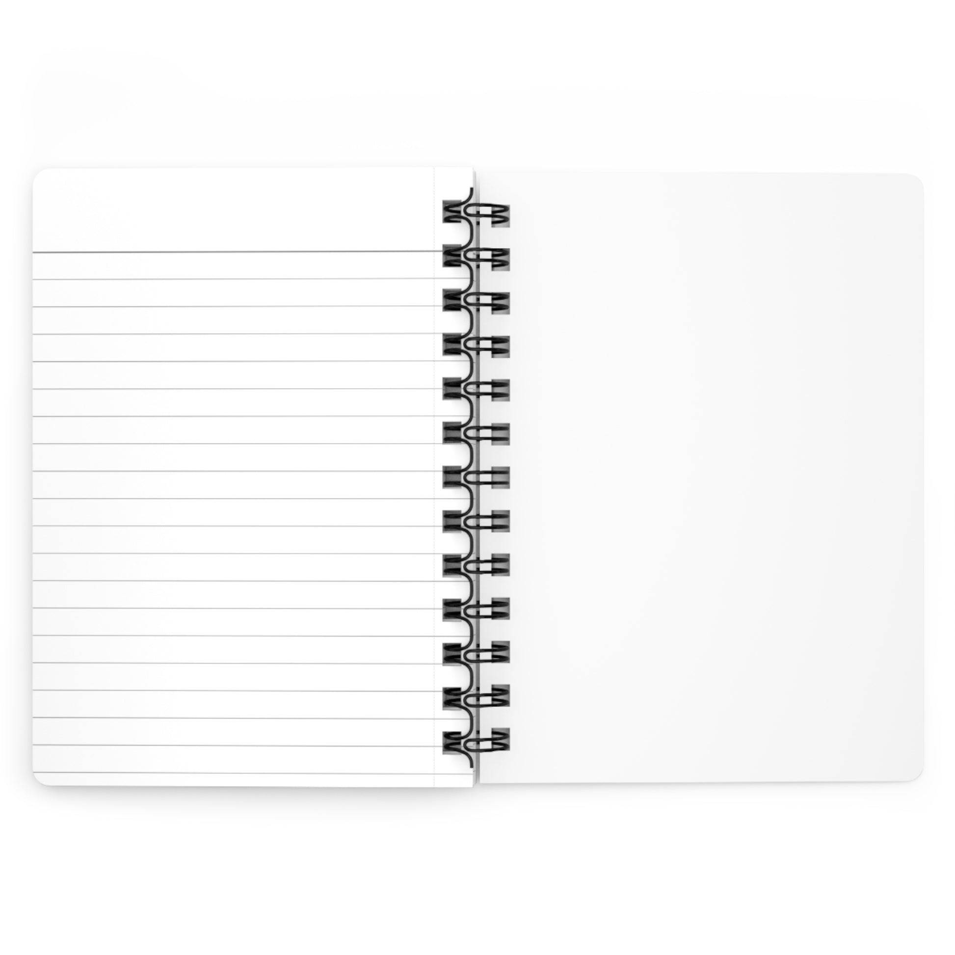 Reverse interior view of Ma'at Spiral Journal with lined pages and blank inside cover. Great for office, school, or personal use.