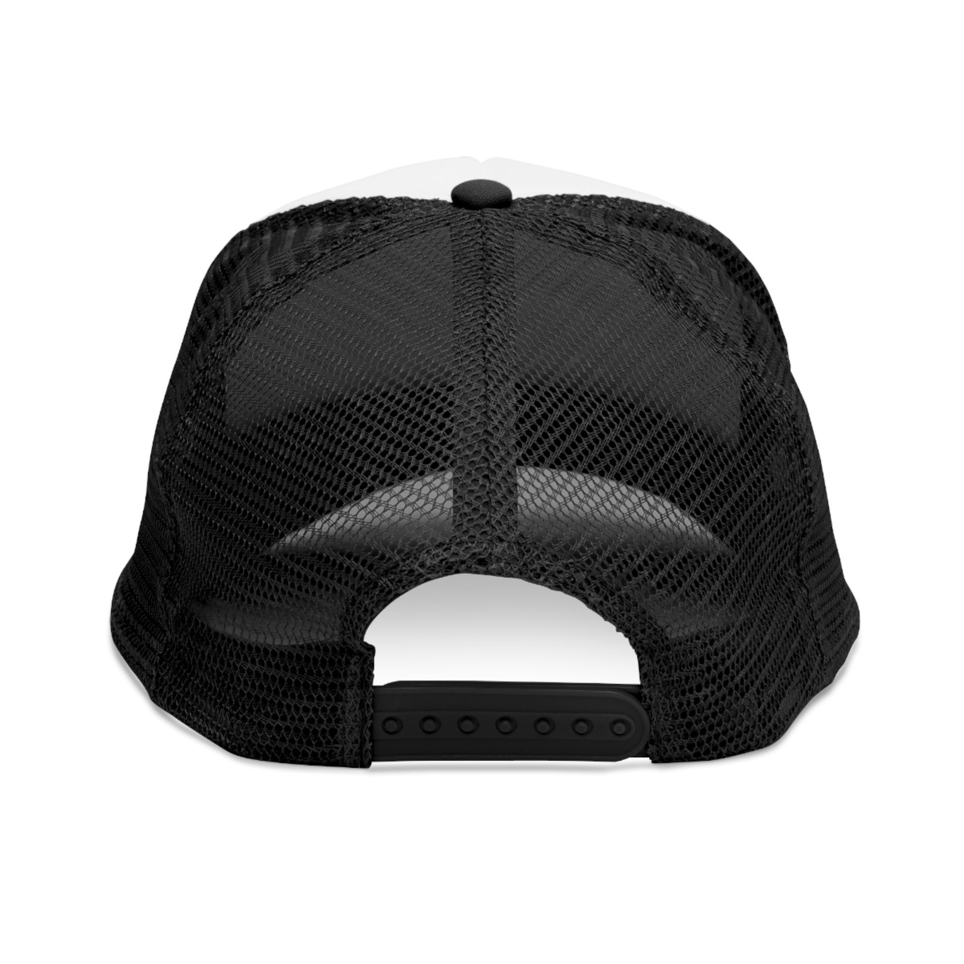 Rear view of Oja Mesh Snapback Cap - Fashion Fit showing adjustable snap closure and black mesh panel. Great for sporty and trendy headwear.