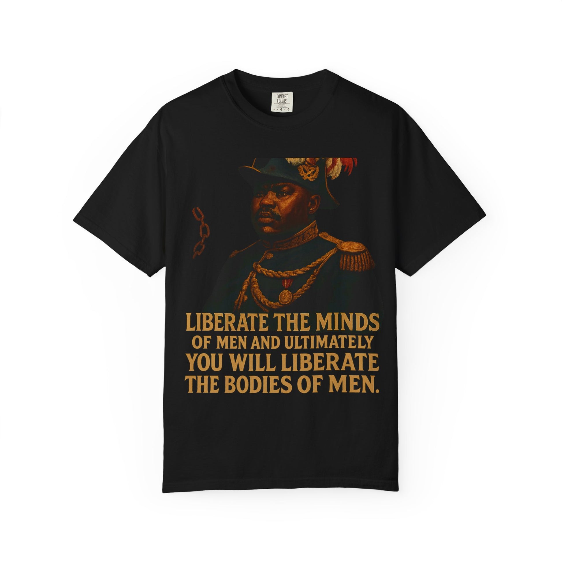 Marcus Garvey Tee - Unisex Garment-Dyed T-shirt in black featuring inspirational quote and graphic, ideal for motivational and everyday fashion.