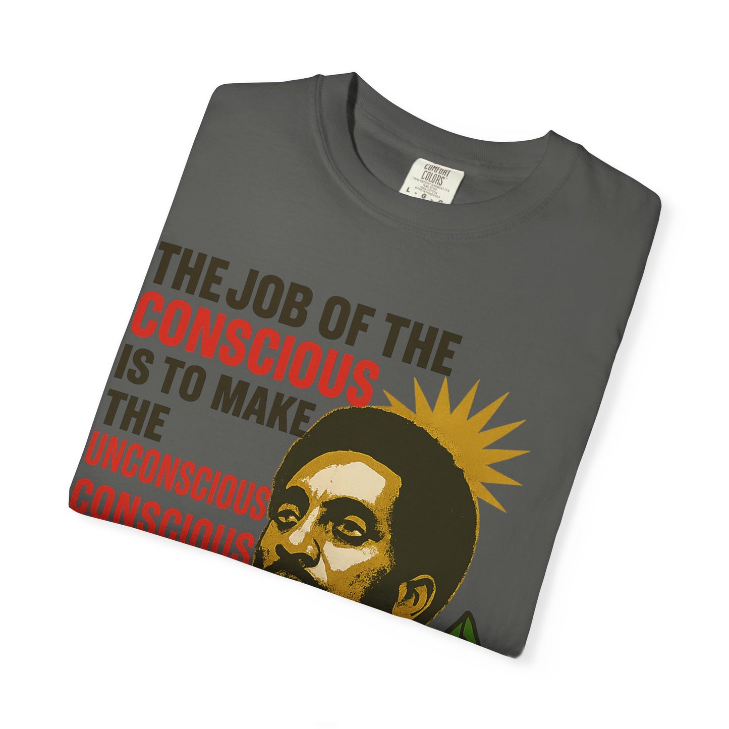 Folded charcoal gray Kwame Ture Tee with striking quote and cultural design, crafted for durability and style.